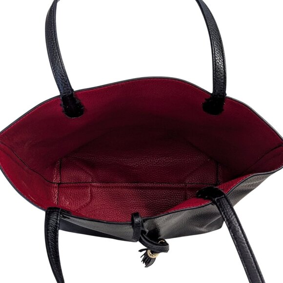 Imoshion Vegan Leather Tote Bag Black Red Tassels - Picture 2 of 5
